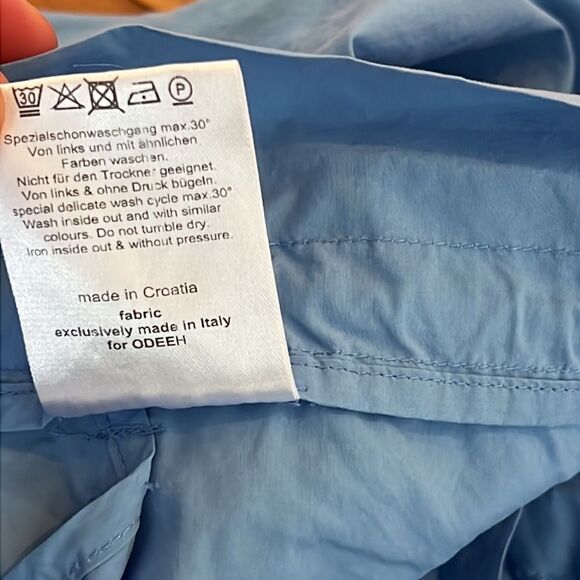 ODEEH HI WAIST WIDE LEG COTTON BLUE PANTS 34 - Picture 6 of 6